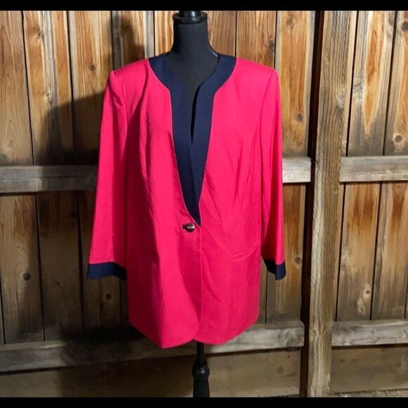 Kasper ll for A.S.L. Blazer vintage pink navy pockets lined 2X FIRM on PRICE - Picture 1 of 7